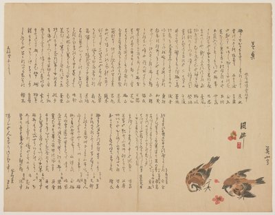 Sparrows and Plum Flowers, 1823 by Yokoyama Kazan